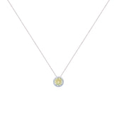 Asfour Crystal Box Chain Necklace With Yellow Round Zircon In 925 Sterling Silver-NM0037-Y